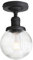 Pathson Plafonnier Industriel Vintage Luminaire E27 Rétro Lustre Suspension Abat-jour en Verre Globe Ø15CM Éclairage Plafond Pour Salon Cuisine Chambre (Noir)