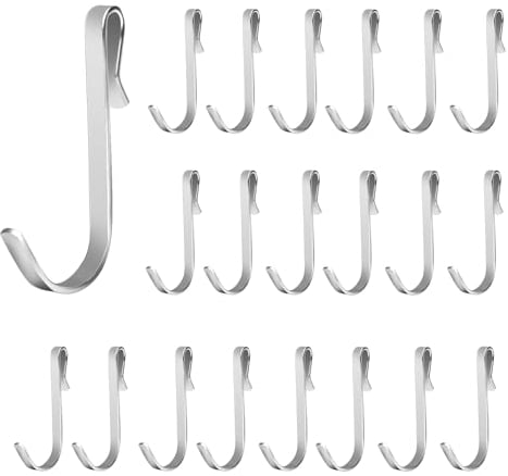 ChAusa 20 Pezzi Ganci a S Piccoli,Ganci a S in Acciaio Inox,Gancio Piatto Piccolo in Acciaio Inox,Gancio Multifunzionale per Bagno, Camera da Letto,Ufficio,Cucina,Negozio (Argento)