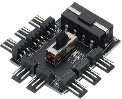 sourcing map 3 Pin Chassis Fan Hub IDE 1 to 8 Connector Adapter 12V Cooling Fan Port Splitter 3Pin PWM for Motherboard, Computer, PC