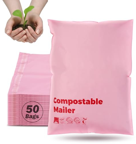 JENCENBIO Bio-Versandtaschen, 26x38cm, 50 Stück, kompostierbare Versandtasche für Kleidung und Textilien-Weiße