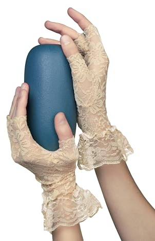 Nothing but Love Handschuhe ohne Finger Handstulpen Fäustlinge Damen fingerlose Spitze Handschuhe Manschetten (beige)