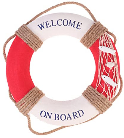 Alipis 1Stk Bojen für nautische Rettungsring-Dekoration Ornament Embleme Wandschild Wohnkultur Mauer Dekorationen das Flugzeug besteigen Hausnummer Strand Blasenkreis rot