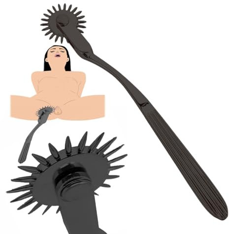 Roue à Picots & Chatouilleur à Plumes – Accessoire Sensuel pour Couples, Flirt et Moments Exquis en Noir