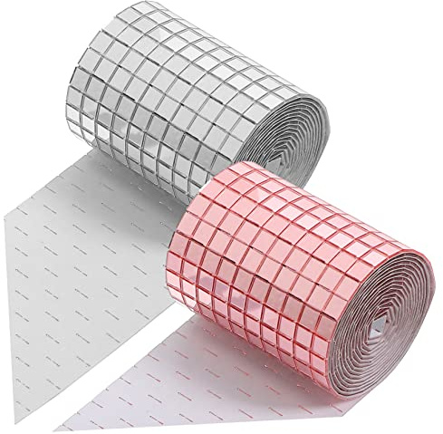 NUOBESTY 2pcs Mosaic Wall Stickers Mirror Tiles for Disco Ball Decor Self Adhesive Craft Tiles Square for Wall Decor