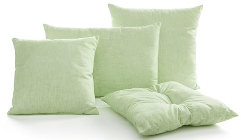 DecoHomeTextil Heimtextilmanufaktur Kissen Dekokissen Zierkissen mit Füllung und Reißverschluss Palma Uni Apfelgrün 2er-Set 50x50 cm wasserabweisend pflegeleicht Outdoorkissen Garten