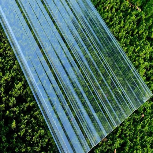 1,2mm Lichtwellplatte,Transparent Wellbahn Dachplatten,FRP-Tageslichtplatten,Wetterfeste Profilplatten Trapez,Dachmaterial,mit Schraube,für Gerätehaus,Schuppen,Carports (0.9x2m/35x79in)