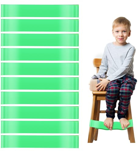 FUIPVGI 10 Pièces Elastique Musculation, Bandes d'exercice Extensibles pour Chaises de Salle de Classe, Elastique Sport pour Fitness Pilates Yoga, Bande Elastique Musculation pour Enfants (Vert)