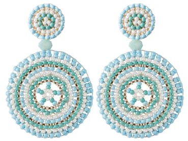 Perlen-Quasten-Ohrringe – Blaue Handgefertigte Rocailles-Ohrringe Mit Rundem Anhänger, Lange Quasten-Ohrringe Mit Einheimischen Reisperlen Im Boho-Stil, Exquisite Und Farbenfrohe Personalisierte Oh