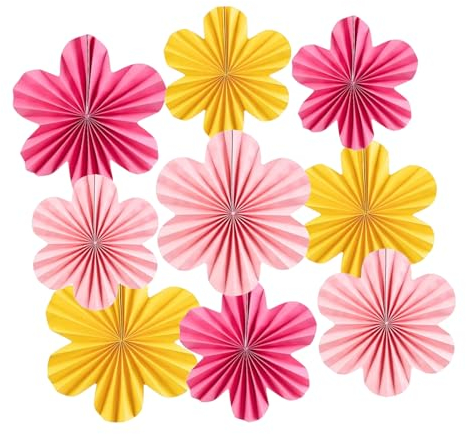 AIBAOBAO 9 Stück Papier Fächer Dekoration Papierblumen, Papier Blumen Hängende Papierfächer Girlande Dekoration, für Hochzeit Geburtstagsdeko Tischdeko Baby Shower Frühling Sommer Deko
