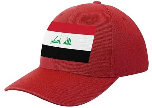 MIATCENRT Vintage Plain Trucker Cap – Baseballkappe Für Männer Und Frauen, Irak-Nationalflagge, Verstellbare Rückseite, Outdoor-Hut, Sportlich, Lässig, Sommer-Sonnenhut Für Unisex, Rot, Einheitsgröße