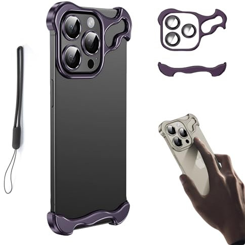Pwzoax Alloy Armor for iPhone Case, AlloyArmor Premium Case, Alloyarmor Zinc Alloy Phone Case for iPhone 15 14 13 12 Pro Max (Purple,for iPhone15pro)