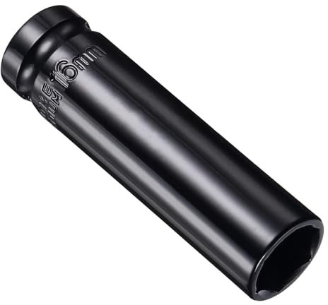 Juttzzei 1/2 Inch Drive 16mm Deep Impact Socket - Heat-Treated CR-V Steel, 78mm Length, 6-Point Metric Sizes for Car & Home Repair
