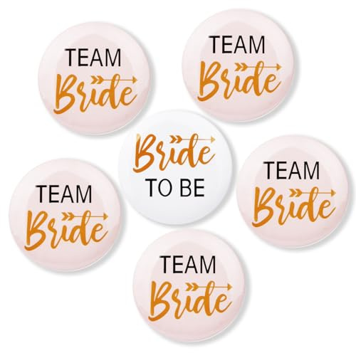 Aolso 6pcs Insignias para despedida de soltera, accesorios para despedida de soltera del equipo de la novia, broche con insignia de dama de honor para decoración de fiesta de bodas