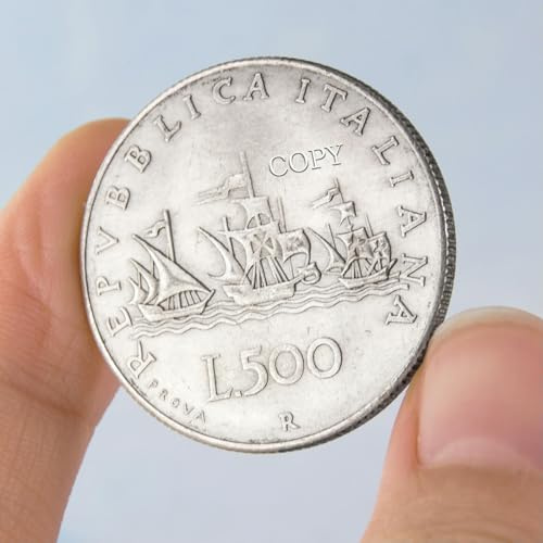 QYZXTH Italienische Dame Antike Replik Münze Kolumbus Segelboot 500 Lira Gedenkmünze Kunsthandwerk Sammlung Kreative Wohndekoration-Hellgrün