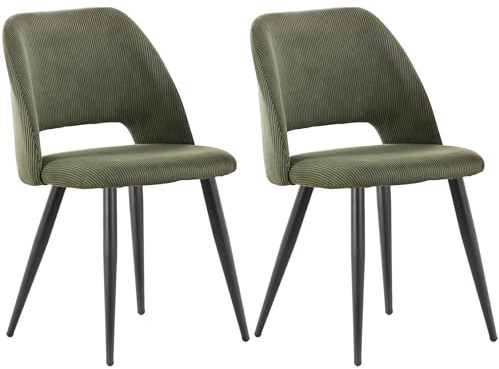 ANVOFONG Esszimmerstühle 2er Set,Küchenstuhl mit Unabhängige Beine,Kordsamt Gepolsterter Stuhl,Grüner loungesessel,für Esszimmer,Wohnzimmer,Küche,Schlafzimmer und Empfangsraum