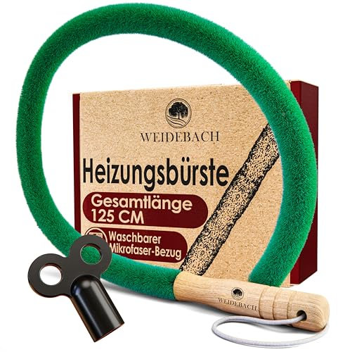 Weidebach Heizkörperbürste V. 2.0, 125cm Gesamtlänge / 110cm Bürste aus Mikrofaser, Heizkörper Reinigungsbürste tierhaarfrei, Heizkörperbürste kommt in jeden Winkel, stabile & Flexible Heizungsbürste