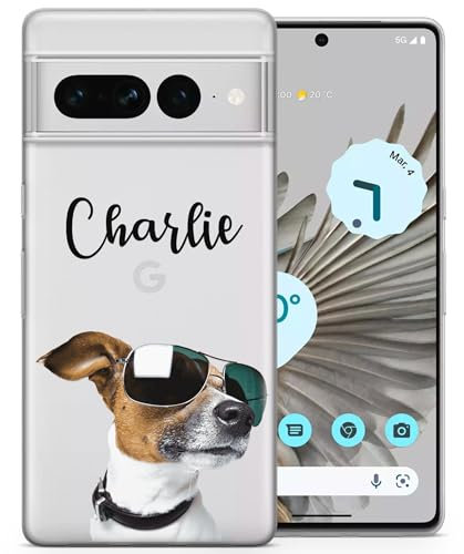 TULLUN Personalised Name and Photo Pets Phone Case – Custom TPU Clear Case for Google Pixel 8