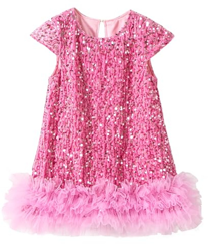 Happy Cherry Robe Sequin Fille 1-6 Ans Robe Princesse avec Tulle Bébé Robe Party Cérémonie de Mariage Robe Anniversaire Enfant Fille 120