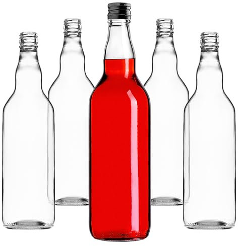 KADAX Lot de 40 bouteilles en verre vides à remplir - 700 ml - Avec bouchon à vis - Pour liqueur, schnaps - Noir