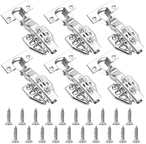 6 Pcs 110° Cabinet Hinges,304 Stainless Steel Kitchen Cupboard Hinges with Screws Soft Close Hinge for Bathroom Bedroom Dining Room