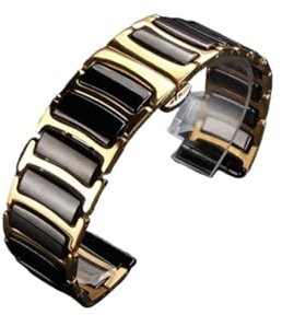 Cinturino in ceramica da 20mm Adatto for Samsung Galaxy Watch 7 6 5 4/ Classic/ 5 Pro(Gold black,For Watch 6 Classic 47mm)