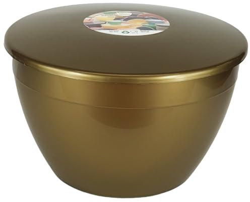 Just Pudding Basins 4 Pint Large Bowl with Lid for Steaming and Mixing Durable Plastic Dishwasher Safe Colour Gold
