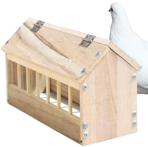 Taubenfutterspender aus Holz, für Tauben, Haus-Design, Dicker Futterspender, großes Fassungsvermögen, weniger Abfalltrank, 1 Einheit, ideal für Hühner, und Entchen, 40 x 13 x 14 cm
