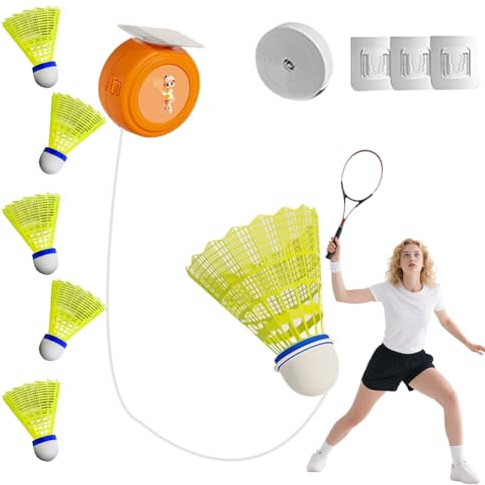 Badminton Rebound Trainer, Tragbares Gerät für Badminton, Badminton-Trainingsgerät, Self-Training Badminton Badminton, Verstellbares Badminton-Solo-Trainingsgerät, für Damen/Herren, für Garten, Parks