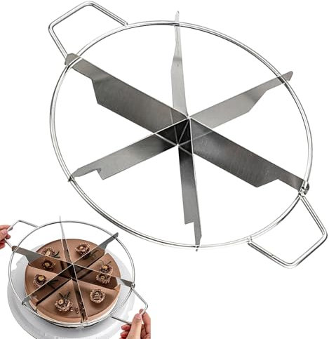 Cake Portion Cutter, Cheesecake Divider, Stainless Steel Pie Cutter, Round Pastry Cheese Pizza Cutting Press Tool with Side Handles for Kitchen Partys Commercial Home