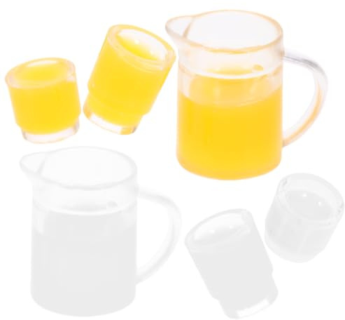 BESPORTBLE 2sets Mini Milk Orange Juice for Doll House Miniatures Kitchen Accessories for Pretend Play Miniature House Accessories Cup and Jug Pitcher