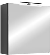 byLIVING Spiegelschrank Spree, Korpus matt anthrazit Spiegeltüren | Hängeschrank, Soft-Close-Funktion, inkl. LED-Beleuchtung, Badschrank mit Stecker- und Schalterdose, B 60, H 60, T 20 cm