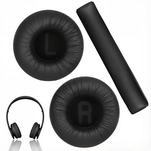 Cuscinetti di Ricambio per JBL Tune 520BT 510BT 500BT 450BT E40BT Cuffie 70mm Memory Foam Orecchie Sostituzione Rapida con Cuscino Fascio Testa Comodo da Indossare - Nero
