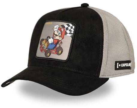 Capslab Kappe für Damen und Herren, Trucker-Kappe, Mario Kart, verstellbar durch Snapback, Schwarz, Größe TU