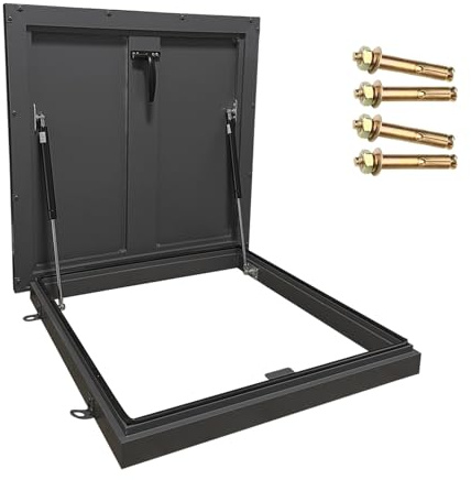 WANGRUIERHA Puits de Lumière en Aluminium pour Toitures, Trappe de Visite au Toit avec Tige Hydraulique, Trappe de Ventilation pour Combles, Convient aux sous Sols(86x86x7cm/34x34x2.8in)