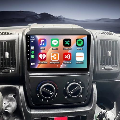 4+64G 2 Din Android 14 Autoradio pour Fiat Ducato Citroen Jumper Peugeot Boxer 2011-2023, 9 Pouces Radio Stéréo avec sans Fil CarPlay Android Auto Navigation GPS Bluetooth Wi-FI Mirror Link