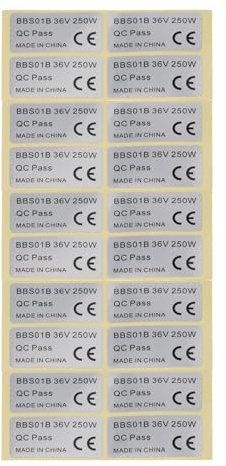NiuLumea 20 Pcs Ebike Sticker 36V 250W 48V 750W, Silver PVC Waterproof Decal, 45x23mm (1.7x0.9 inch), for Electric for Bicycle Motor