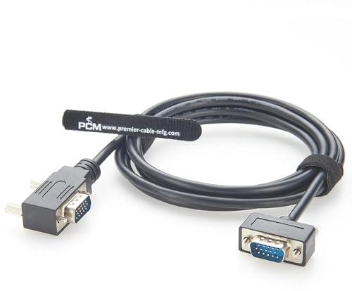 Plinkwirekb Câble VGA HD15 ultra fin coudé à gauche à 90 degrés - 1,8 m - Haute résolution - RVB - Pour écran, projecteur et HDTV