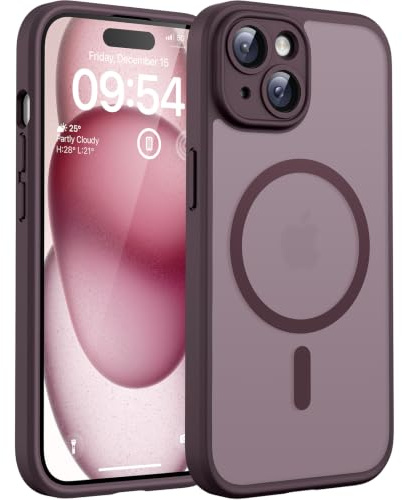 TOCOL für iPhone 15 Hülle, Kompatibel mit MagSafe, Burgundy | Eingebauter Magnetring Case, Vollständiger Kameraschutz Handyhülle, Militärschutz Stoßfest Kratzfest Haltbarkeit Phone Cover
