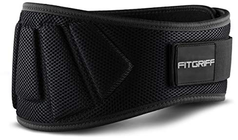 FITGRIFF® Gewichthebergürtel V1 - Fitness-Gürtel für Bodybuilding, Krafttraining, Gewichtheben - Trainingsgürtel für Damen und Herren (Schwarz, 74cm - 81cm Bauchumfang (Small))