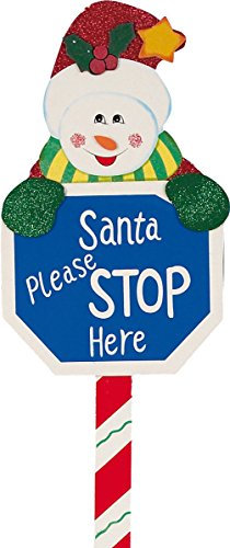 Santa Please Stop Here Sign Snowman 76cm