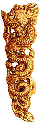 Purpledip 11139 - Maniglia in ottone per porta e finestra, motivo: drago cinese
