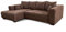Cavadore Ecksofa Mavericco / XXL Couchecke inkl. Kissen / Longchair links / Industrial Style / 285 x 69 x 170 (BxHxT) / Mikrofaser Braun