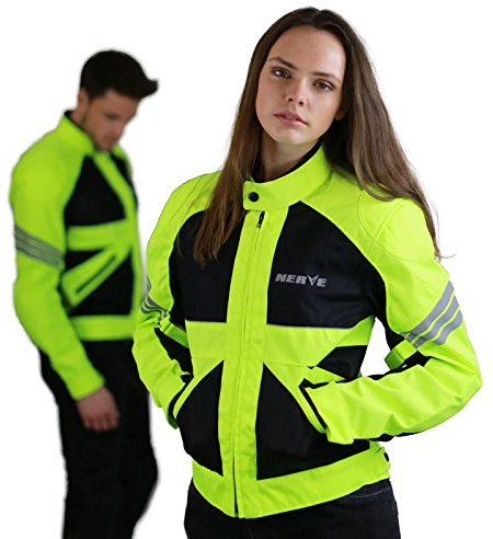 Nerve Shop Dünne Motorradjacke -Go- Motorrad Sommerjacke Protektorenjacke Damen Sommer Jacke Kurz Elegant Leicht Textil Mesh - schwarz-neon-grün-gelb - M