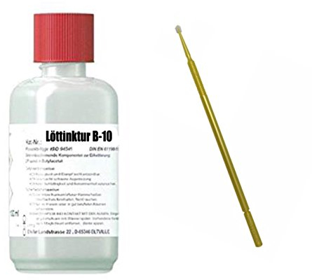 250 ml Flussmittel B-10 incl. Application-Stick, No-Clean Elektronik-Flussmittel mit 9-11% Feststoff, zum Handlöten, Litzenverzinnen, Tauchverzinnung