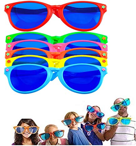 LATERN 6 Pièces Jumbo Lunettes De Soleil en Plastique Coloré Lunettes Jumbo pour Costume De Plage Déguisement Costume Photo Props Parti Fournitures