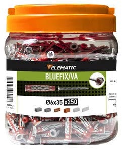 Elematic barattolo fischer professionali 250 pz bluefix va 6X35 diametro 6 con viti