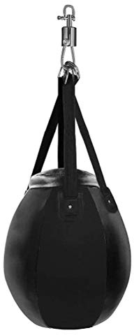 Aoneky Saco de Boxeo Colgante - 61x58cm Pera de Boxeo, Piel Sintética, Peso Máximo de 50kg, Bolsa de Boxeo con Gancho Giratorio para Entrenamiento de MMA Muay Thai, Sin Relleno, Negro