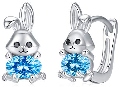 Hasen Ohrringe Creolen Kinder 925 Sterling Silber Hasen Creolen Mädchen Klein Ohrringe Kreolen für Damen Durchmesser 10mm Klappcreolen Hasen Tier Ohrringe Geschenke für Damen Kinder