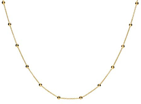 SILBERMOOS Damen Kette vergoldet Kugelkette Dots Kugeln Kügelchen Silberkette, 925 Sterling Silber, 42 45 50 100 cm, Länge:42 cm