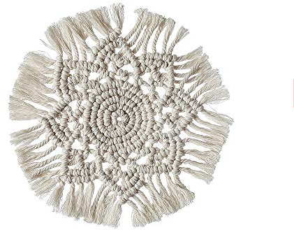 Handgemachte Makramee Untersetzer Set | 2 Stück Handgewebtes Tischset Böhmischen Stil Desktop Dekoration | Hitzebeständige Platzset Wird In Küche,Schlafzimmer, Café (Stil B)